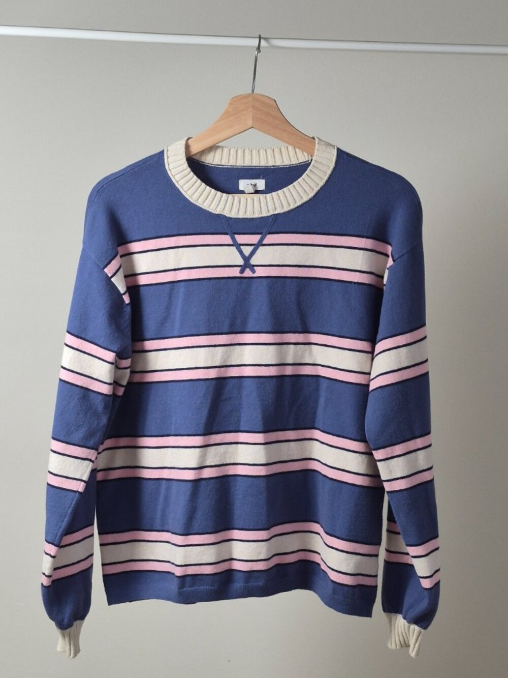 Aerie Women’s XXS Striped Crewneck Sweater Retro Preppy Contrast Knit Pullover